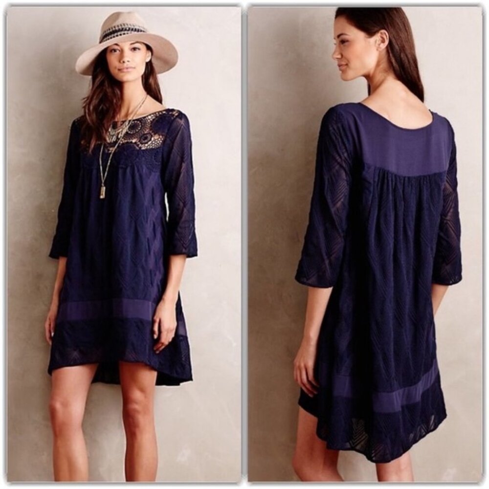 Anthropologie Holding Horses Navy Blue Dress Size Small